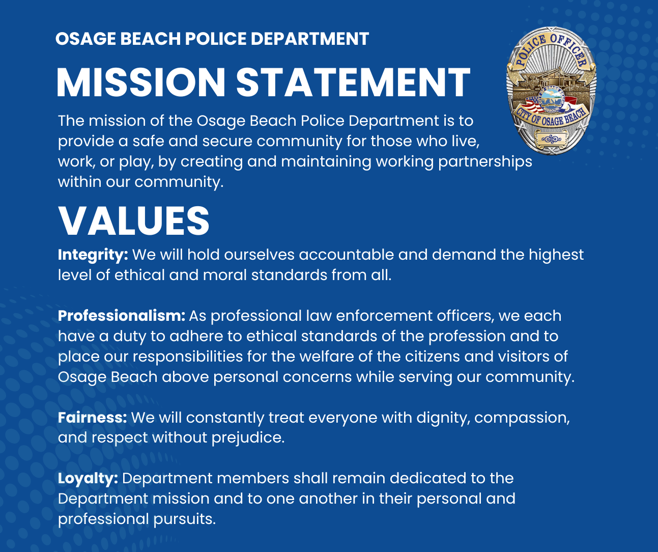 Osage Beach Police Department Mission Statement