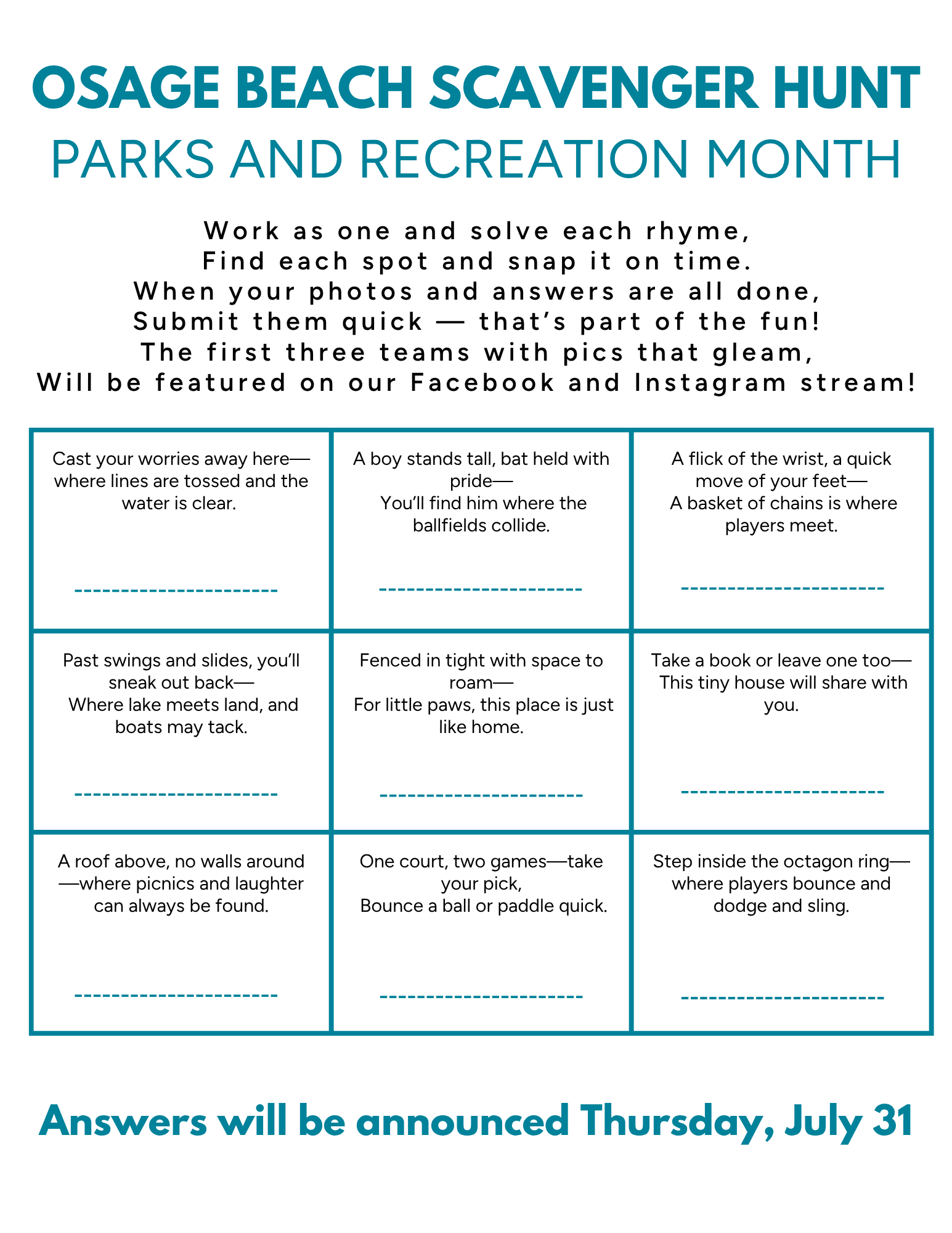 Parks and Rec Month Scavenger Hunt  (2)